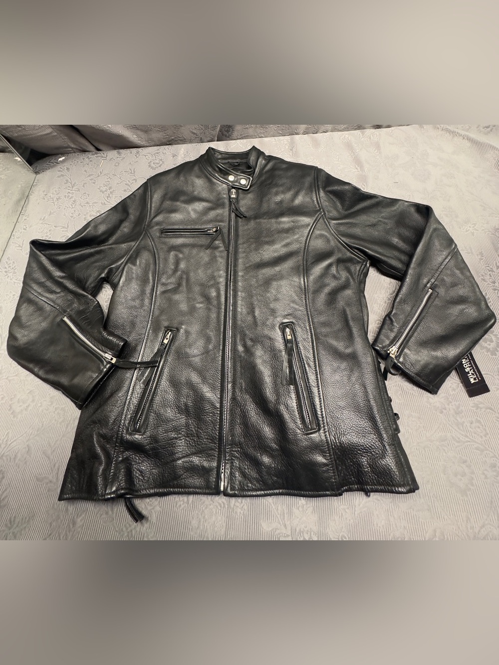 Wilsons Leather Motorcycle Jacket Side Laced Insulated• Large 44in